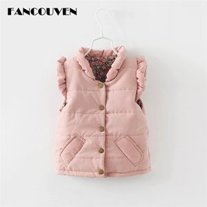 Enfants Automne Hiver Gilet Filles Épaissir Coton Col À Volants Manteau Enfants Vêtements Casual 210818