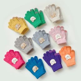 Gants d'hiver tricotés pour enfants, bébés filles et garçons, mitaines chaudes et solides, gants d'extérieur en forme d'ours de dessin animé pour tout-petits de 2 à 6 ans