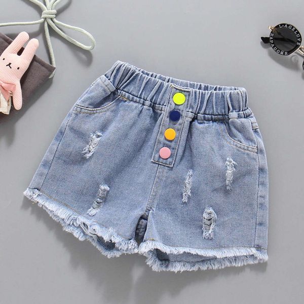 Niños Baby Girl Denim Shorts Niños Casco Casual Waper Fashing Worthing Fashion Jeans cortos de 4 a 13 años