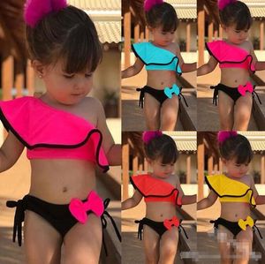 Kinderen baby meisjes badpak bikini badmode badpak blauw gestreepte zomer schattige twee-stukken of een stuk set beachwear kleding bij 1573