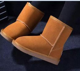 Niños Bebé Botas de nieve Niños y niñas Estilo australiano Impermeable Slip-on Niños Invierno Botas de cuero de vaca zapatos