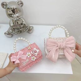 Kinderrugzak Meisjes Kinderen Koreaanse stijl Wollen Strik Parel Handtas Zoete Mooie Schattige Prinses Messenger Bag voor meisjes 240315