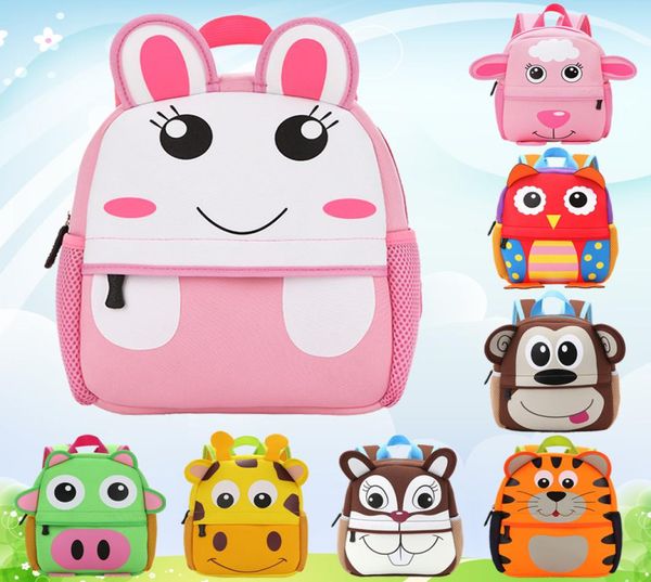 Sacs à dos pour enfants 3D animaux enfants sacs à dos marque Design filles garçons sac à dos enfant en bas âge néoprène sacs d'école maternelle dessin animé sac8045932