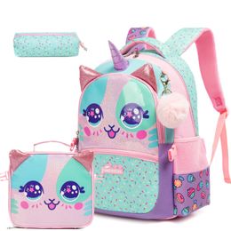 Sacs à dos pour enfants pour filles sac d'école avec boîte à déjeuner sac à dos d'école pour filles ensemble sac à livres mignon pour la maternelle 240108