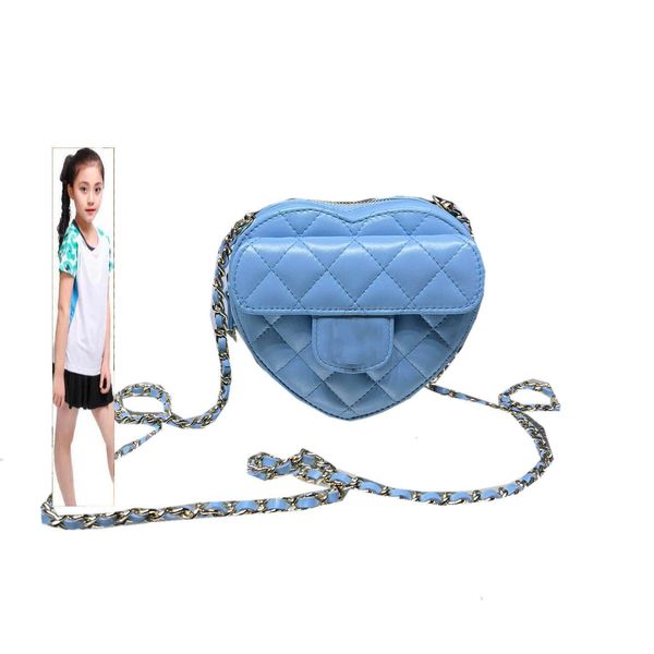 Sacs pour enfants cc portefeuille Mini Heart Crossbody 2022 LAKIN LAKE Classic Mandted Diamond Check Cuir Wear Chain Traided Zipper Bag Designer