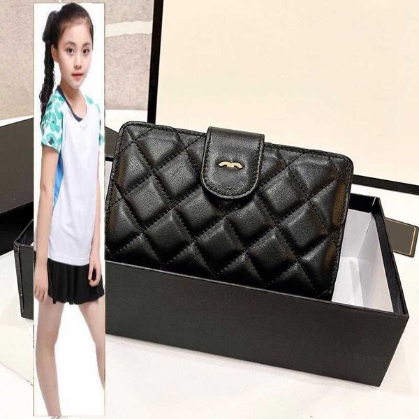 Sacs pour enfants Brand de luxe CC SAC BLACK LAMBSKIN BILLFold Mini portefeuille Carte Purse Holder Multi Pochette Gold Metal Snap Snap Zipper Coin Pouche pour hommes