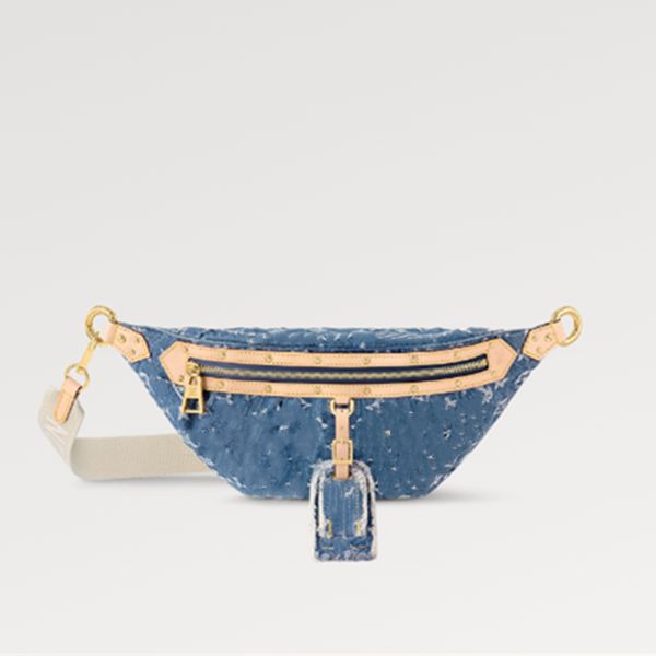 Bolsas para niños de la marca de lujo High Women's High Rise M46837 Denim Blue Denim Canvas Gold-Color Hardware con cremallera de bolsillo D de bolsillo D Etiqueta de pernos dorados