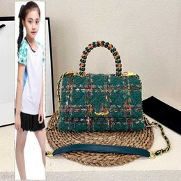 Kids Bags Damesontwerper Tweed Top Co Handhending Tellingen Schoudertassen Klassieke Mini Pouch Gold Metal Hardware Matelasse Chain Crossbody Handtassen Multi Pochette Purse 22x