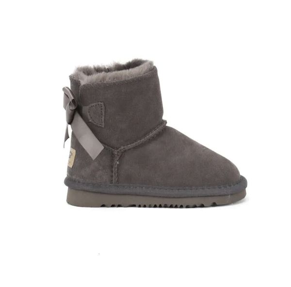 Enfants Bailey 2 arcs bottes en cuir véritable tout-petits bottes De neige solide Botas De nieve hiver filles chaussures enfant en bas âge filles Boots118