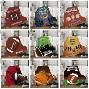 Couvertures de balle pour enfants Couvertures de football imprimées en 3D Rugby Emmaillotage Football Peluche Sherpa Polaire Literie Couette TV Sieste Wrap Châle Tapis BZYQ6279