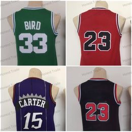 Maillot de basket-ball pour enfants 15 Carter Throwback violet cousu Larry 33 vert 23 rouge maillots pour jeunes S-XL