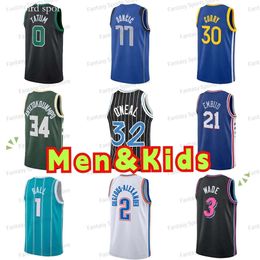 Basketball pour enfants 30 Curry James Harden Devin Booker Jayson 0 Tatum Giannis 34 Oneal 1 Ball Ja 12 Morant 77 Luka Mens Boys Jerseys