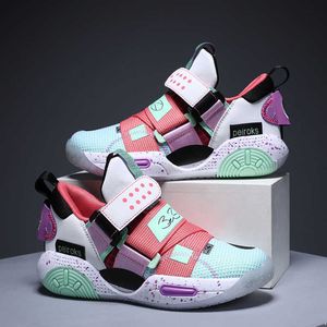 Kinderen Basketbalschoenen Kinderen Anti-slip Casual Sneakers Jongens Meisjes Mode Loopschoenen Regenboog Kleur