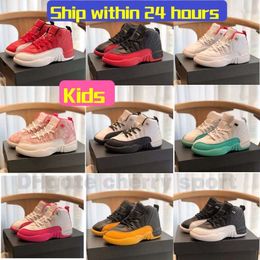 Niños Basketball Shoes Jumpman 12s 12 PS Game de gripe Negro Mortal Pink Gym Red Atlético Sabias para niños Curradores de estilo de vida para niños Tamaño 4y