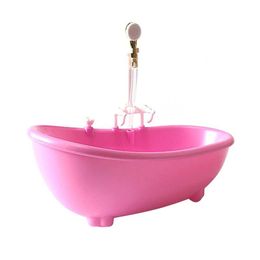 Jouets de bain pour enfants pulvérisation d'eau Dollhouse meubles accessoires de poupée 1: 6 à l'échelle baignoire électrique baignoire en plastique