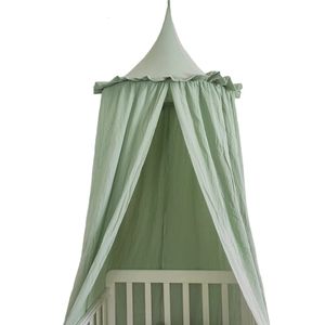 Cauvet de lit pour enfants avec filets de couvercle de coton filet pour bébé lit de lecture de linage cache-rideau accroché rond tente nursey room décor240327