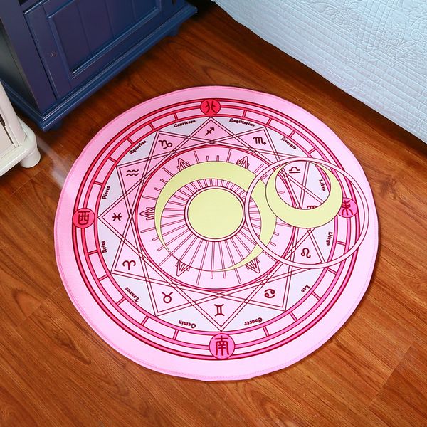Enfants chambre tapis dessin animé rose Sakura cercle magique enfants rond jouer tapis ordinateur chaise suspendu panier Puzzle tapis 210301