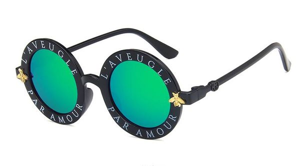 Gafas de sol de abeja para niños, gafas Retro redondas clásicas con letras Anti-UV, gafas para bebés y niños, bloqueador solar