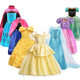 Enfants Belle Costume Fille Halloween Princesse Cosplay Robe De Soirée Enfants Raiponce Anna Elsa Encanto Vêtements D'anniversaire 240313