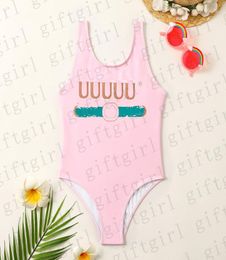 Kinderbikinis Badpakken Zoete meisjesbadmode Luxe Klassiek Letter Eendelig Zwemkleding Buiten Strand Reizen Vakantie Badpak5069231