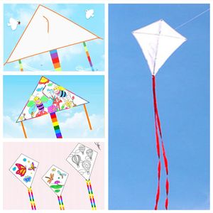 KITS BLANK DIY Kite 10pcs/Lot Kids Enseñanza Pintura Cometa Mango Línea Juguetes al aire libre Albatros Flying 240419