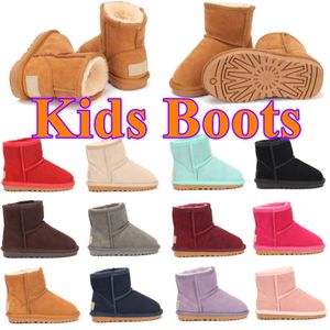 kids laarzen 5854 Peuters Australië half Boot jeugd jongens meisjes mini boot Kinderen Schoenen kid designer winter Hoge laarsjes jeugd Echt Leer Schoeisel