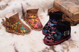 Botas para niños Australia Zapatos de invierno Camuflaje Diseñador Bota de nieve Niñas Niño Zapato australiano Piel Clásico Cálido Niño Botines Niño Jóvenes Bebés Uggi Bebé Zapatilla de deporte