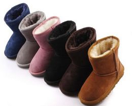 Enfants Bottes Garçons et Filles Australie Style Enfants Bébé Bottes De Neige Chaussures Imperméable À L'eau Enfants Bottes D'hiver En Cuir De Vache Rouge SIZE21-35