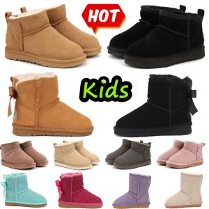 Kids Boots Kid Tasman Slippers Boots Boots Boots Australie Snow Boot Chaussures Chaussures Hiver Classic Ultra Mini Boot Bébé garçons Girls Ankle Bottises Enfant Fur Suede