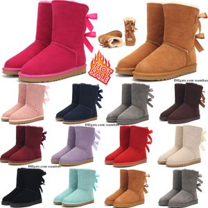 Bottes pour enfants Mini Bow Australie Classic Girls Ugglies Chaussures Tout-petits Enfants Hiver Botte de neige Australian II Baby Kid Youth Uggly Chestnut Black Sneakers Furry Bailey