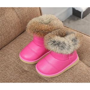 Bottes pour enfants véritable fourrure chaussures d'hiver en peluche chaud antidérapant enfant en bas âge noir chaud rose blanc filles bottines neige pas cher nouveau LJ200911