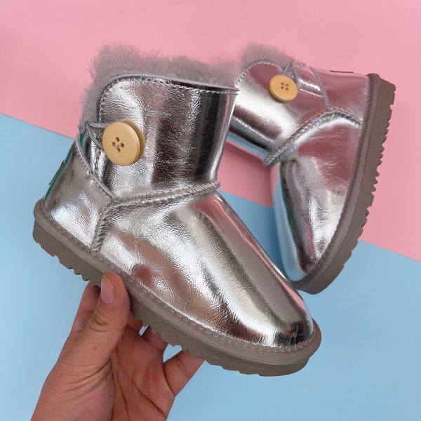 Botas para niños Zapatos para niños pequeños Mini bota de lana Piel de vaca Australia Mantenga la piel abrigada en piel de oveja Charol de invierno 3352 Botines con hebilla Zapatos de diseñador para bebés y niñas