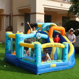 Kinderen uitsmijter Jumper opblaasbaar springkasteel Bounce House met glijbaan Dolphin Playhouse Moonwalk Trampoline Outdoor Indoor Play Play Toys Birthday Party Gift Jump