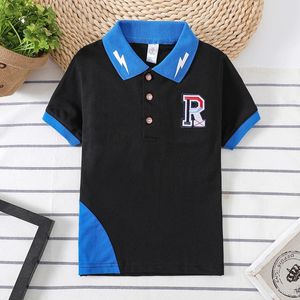 Kids Boy Polo Summer R Polo pour garçons à manches courtes Tee Baby T-shirt Top Bowl Down Collar Baby Vêtements 2-8 Y 240425