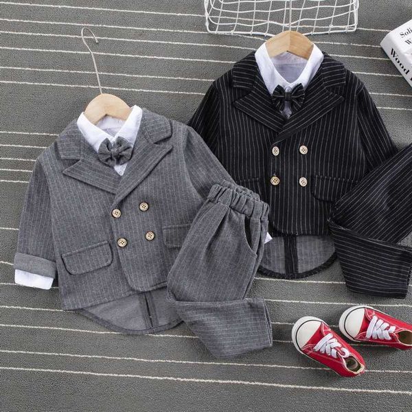 Enfants garçon mariage enfants cravate fête formelle coton Gentleman décontracté garçons vestes T-Shirt pantalon 3 pièces/ensembles infantile costume vêtements