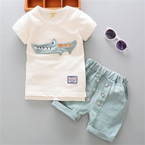 Enfants garçons vêtements ensembles été dessin animé à manches courtes col rond t-shirt hauts avec shorts filles coton pyjama 220620