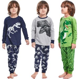 Kids Jongens Dinosaur Pyjama Sets Peuter Pyjama Kinderkleding Lange Mouwen Nachtkleding Kind Rex Katoen Pijamas 201225