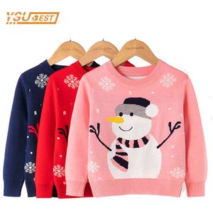 Kids Boys Girls Cartoon Snowman Pullover Sweaters Kerst herfst Winter Baby Boy Girl Long Sleeve Gebreide kindertrui L2405