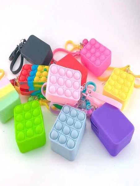 Kids garçons filles mini bulles par sac sensoriel en caoutchouc sac à main en silicone push push par bulle cassettes cassettes de portefeuille sacs de porte-clés cadeaux g78j3zp8373895