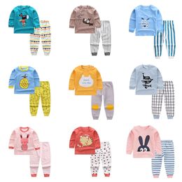 Niños Niños Niñas Conjuntos de pijamas Estampado de dibujos animados Manga larga O Cuello Camiseta Tops con pantalones Niño Bebé Otoño Ropa de dormir 220715