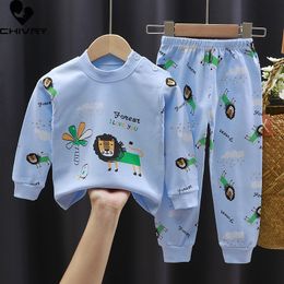 Enfants garçons filles pyjama ensembles pyjamas dessin animé imprimé à manches longues mignon t-shirt hauts avec pantalon enfant en bas âge bébé automne vêtements de couchage 2209h