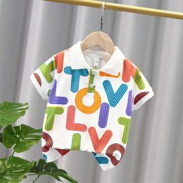 Kids Boys Polo Shirt Zomer Korte mouw Peuter Tops Baby Boy Letter Print Polo shirts katoen casual kinderkleding 4-6y 240425