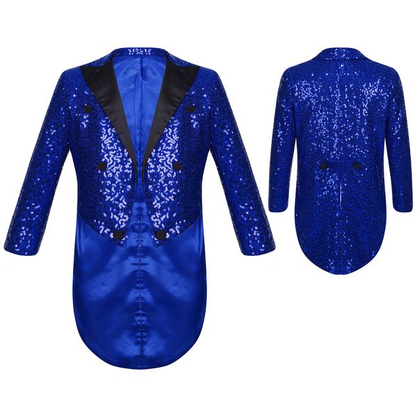 Kids Boys Sequin Blazer Blazer Gentleman Suit Tuxedo Coat For Wedding Birthday Party Circus Magic Shows Evening Stage Dancing