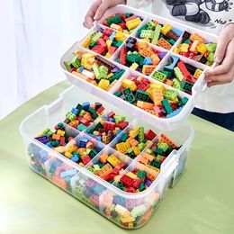 Caja de almacenamiento de bloques de construcción para niños, organizador de juguetes apilable, caja de almacenamiento ajustable, contenedor de artículos diversos, caja de cosméticos 240112