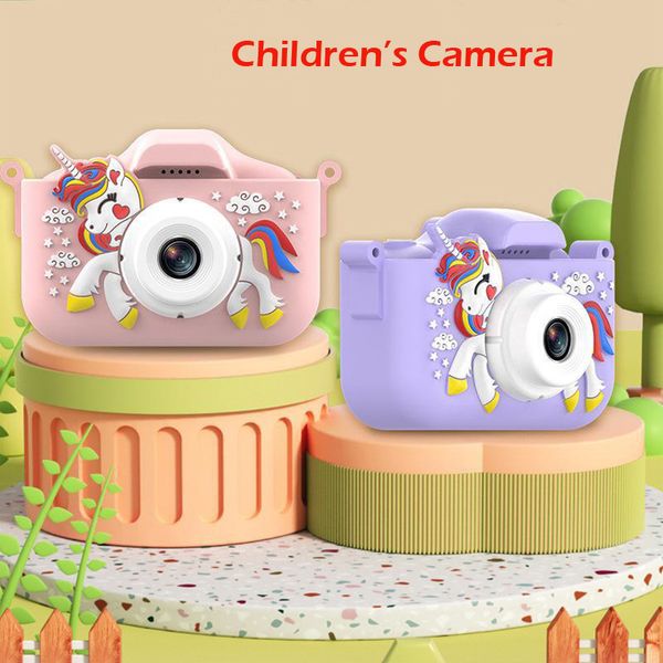 Appareil photo pour enfants pour filles Appareil photo licorne Cadeau pour enfants de 3 4 5 6 7 8 ans Appareil photo numérique Zoom 8X HD 1080P Carte SD 32 Go avec porte-monnaie Pop