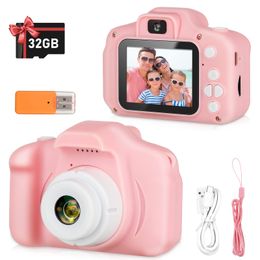 Cámara para niños, cámara de video digital HD, juguetes para niños para niños / niñas de 3 4 5 6 7 8 9 años, cámara Selfie para niños, regalos de cumpleaños de Navidad con tarjeta SD de 32 GB