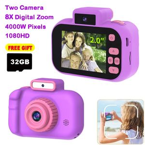 Enfants Caméra Micro Jouet 8X Zoom Numérique LED Variété Filtres Enfant Selfie Portable Enfant Vidéo deux Caméscope USB Cadeaux De Vacances 240319