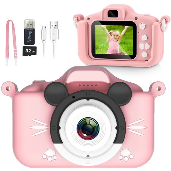 Enfants caméra jouets 2000W Pixel HD vidéo numérique Mini SLR Selfie jouet jeu éducatif pour enfants cadeaux d'anniversaire de noël 240314