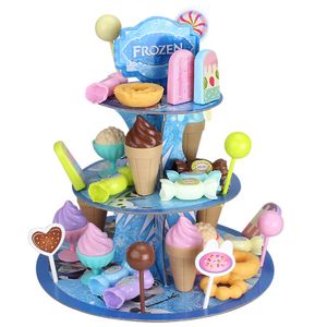 Enfants Candy Plateau de crème glacée Dessert Rack Set Pretend Play Toy Enfants Filles DIY Gâteau d'anniversaire Cuisine Jouet avec boîte Cadeaux d'anniversaire LJ201009