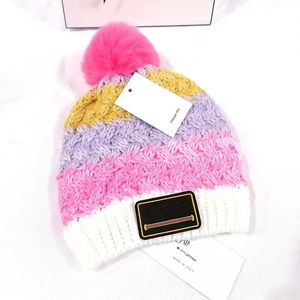 Gorro para niños, gorro tejido para bebés, gorros para niños y niñas, gorros para niños, moda de otoño e invierno, gorro de calavera cálido Unisex con Bola de Pelo de zorro